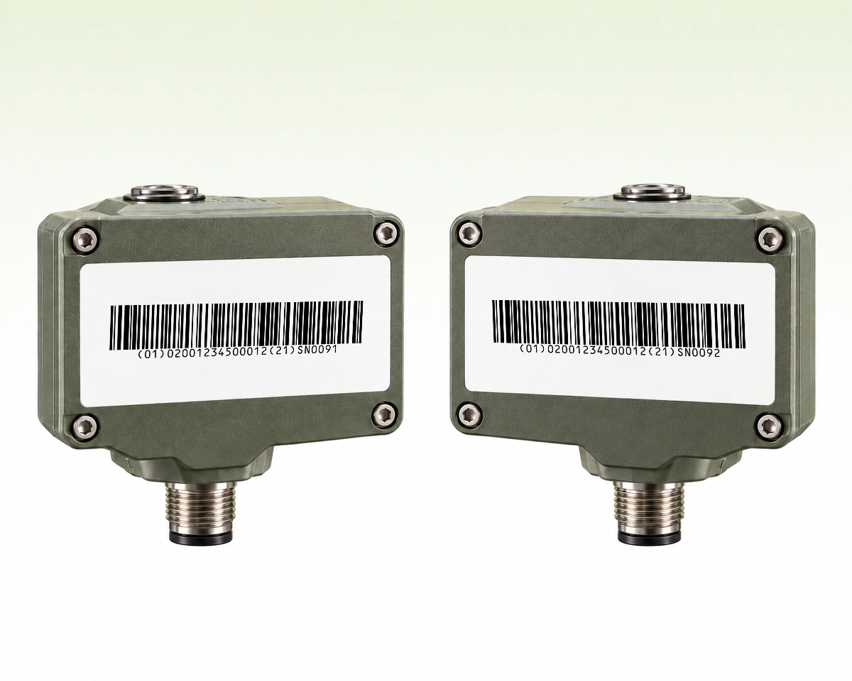 兩件商品使用相同 GTIN，但 GS1-128 中的序號分別為 SN0091 和 SN0092。