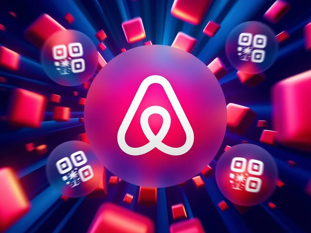 Airbnb QR code generator preview showing custom listing QR codes with host logos for welcome books and door-code envelopes