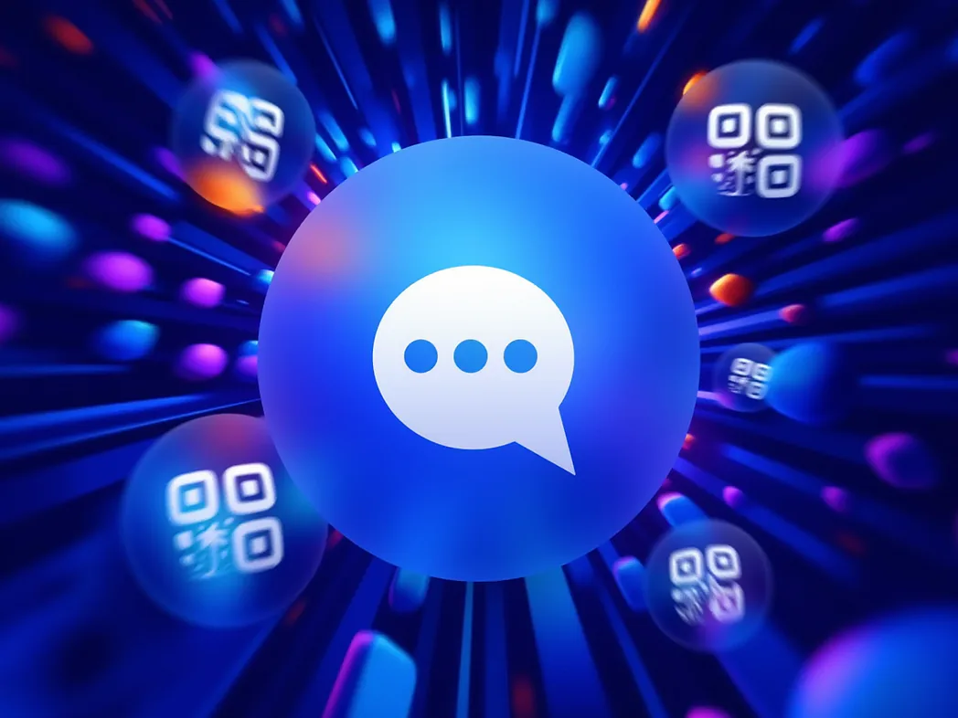 Message QR code generator preview showing custom QR codes opening a wa.me chat