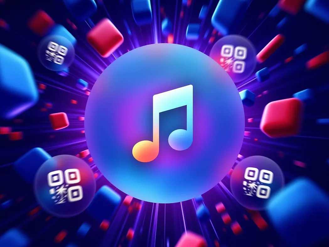 MP3 QR code generator preview showing custom QR codes opening a hosted audio file in the phone browser for museum audio