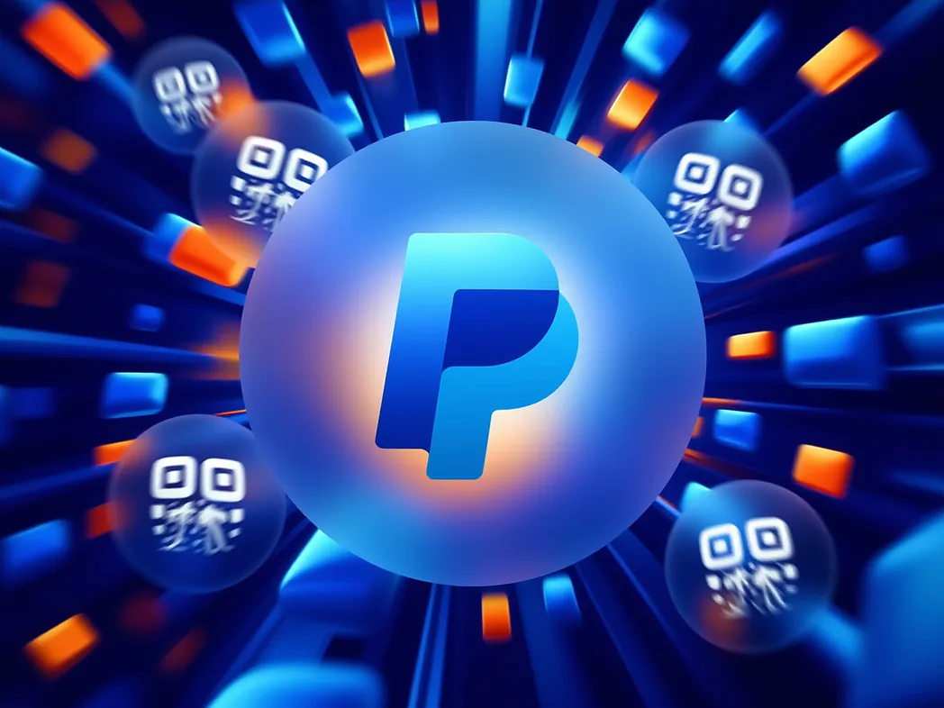 PayPal QR code generator preview showing custom QR codes with logos