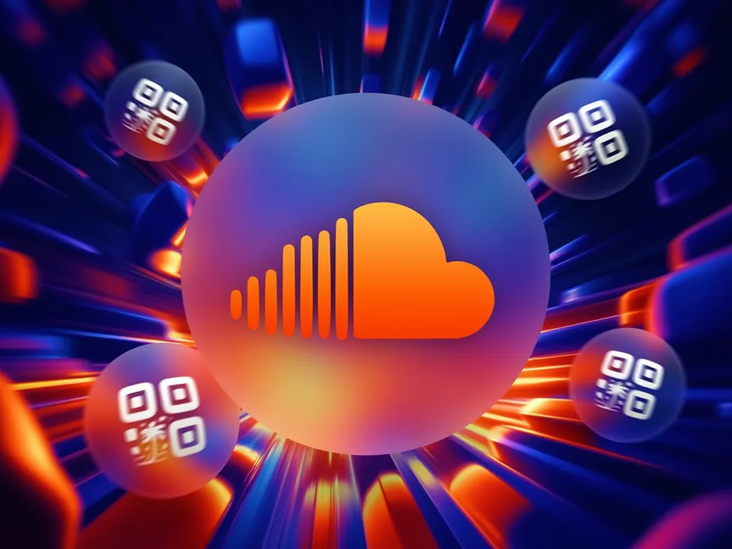 SoundCloud QR code generator preview showing custom QR codes with logos