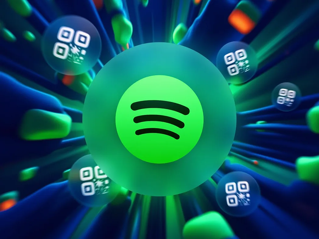 Spotify QR code generator preview showing custom QR codes with logos