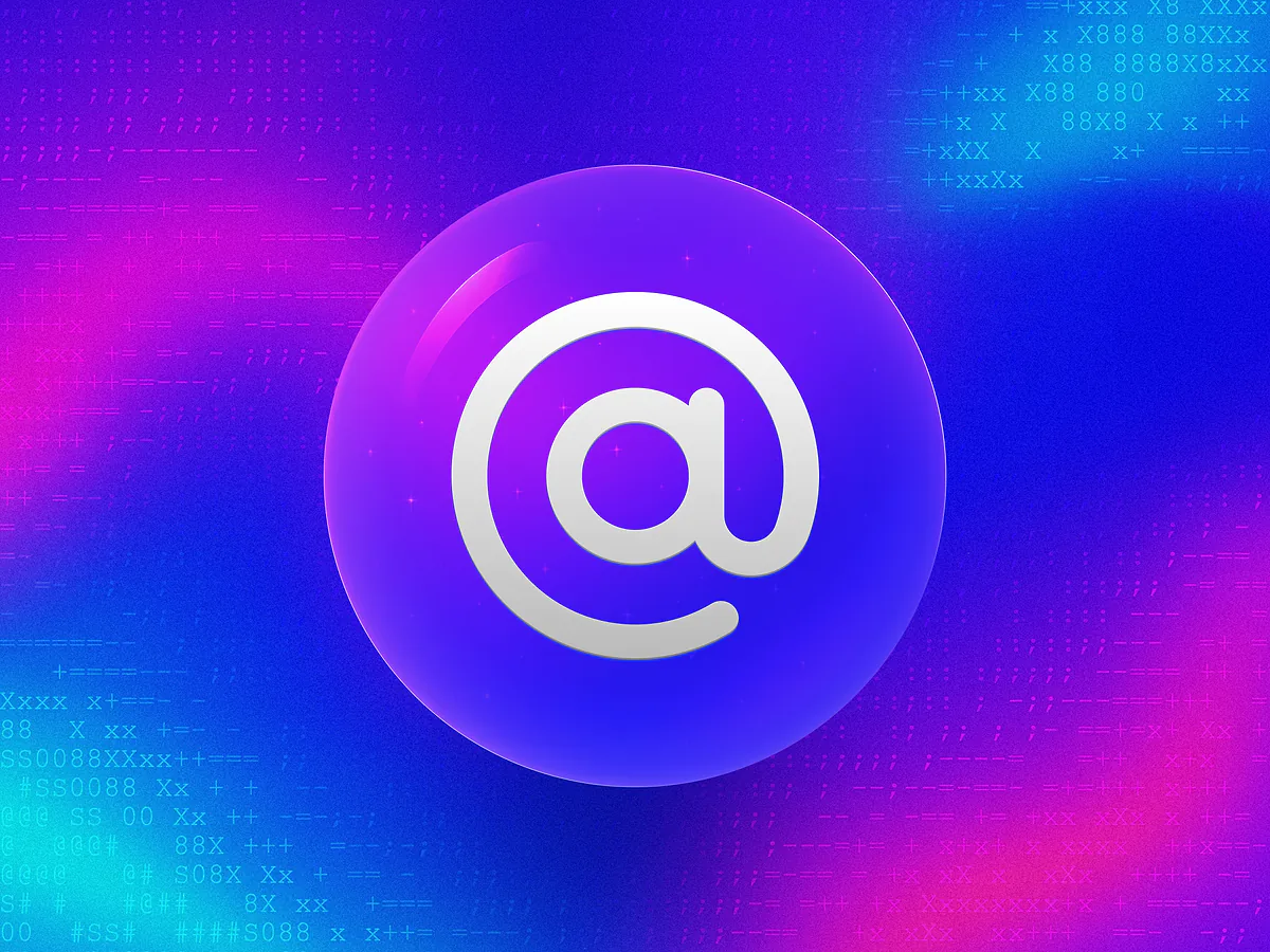 Email QR Code Generator: Free & Customizable Glossy indigo 3D orb with a white envelope icon on a vibrant gradient for the Email QR code generator