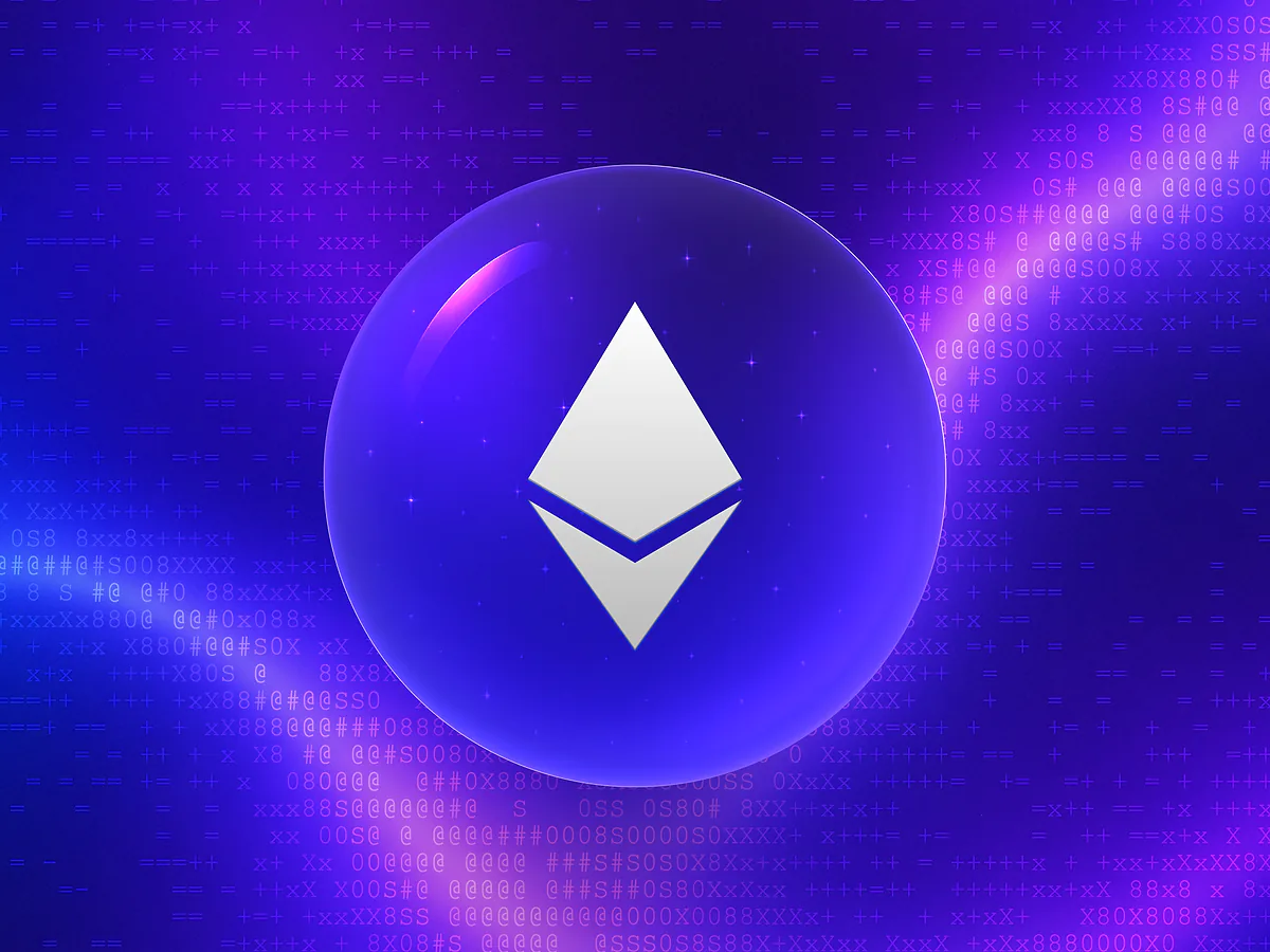 Ethereum QR Code Generator: Free & Customizable Glossy indigo 3D orb with a white Ethereum diamond icon on a vibrant gradient for the Ethereum QR code generator