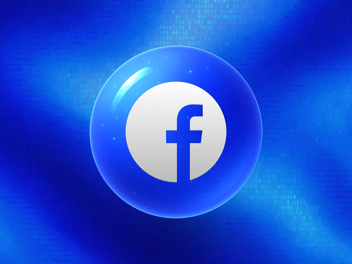 Facebook QR Code Generator: Free & Customizable Glossy blue 3D orb with a white lowercase f logo on a vibrant gradient for the Facebook QR code generator