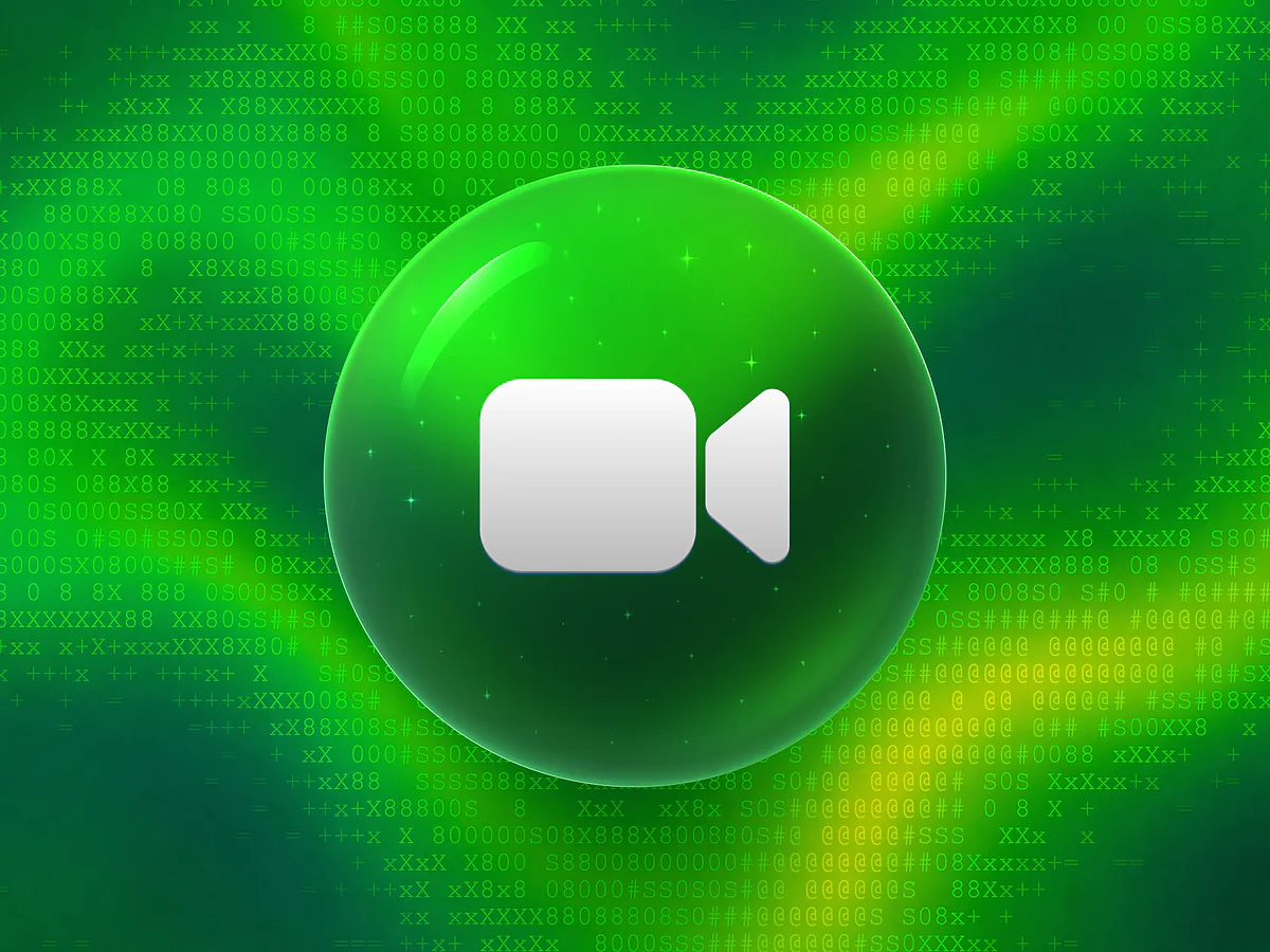 FaceTime QR Code Generator: Free & Customizable Glossy green 3D orb with a white video camera icon on a vibrant gradient for the FaceTime QR code generator