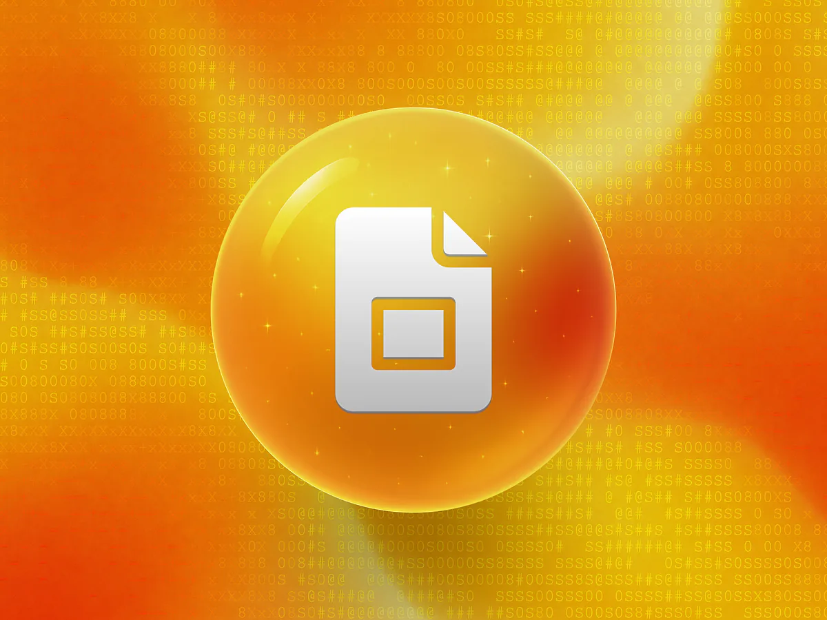 Google Slides QR Code Generator: Free & Customizable Glossy yellow 3D orb with a white presentation icon on a vibrant gradient for the Google Slides QR code generator