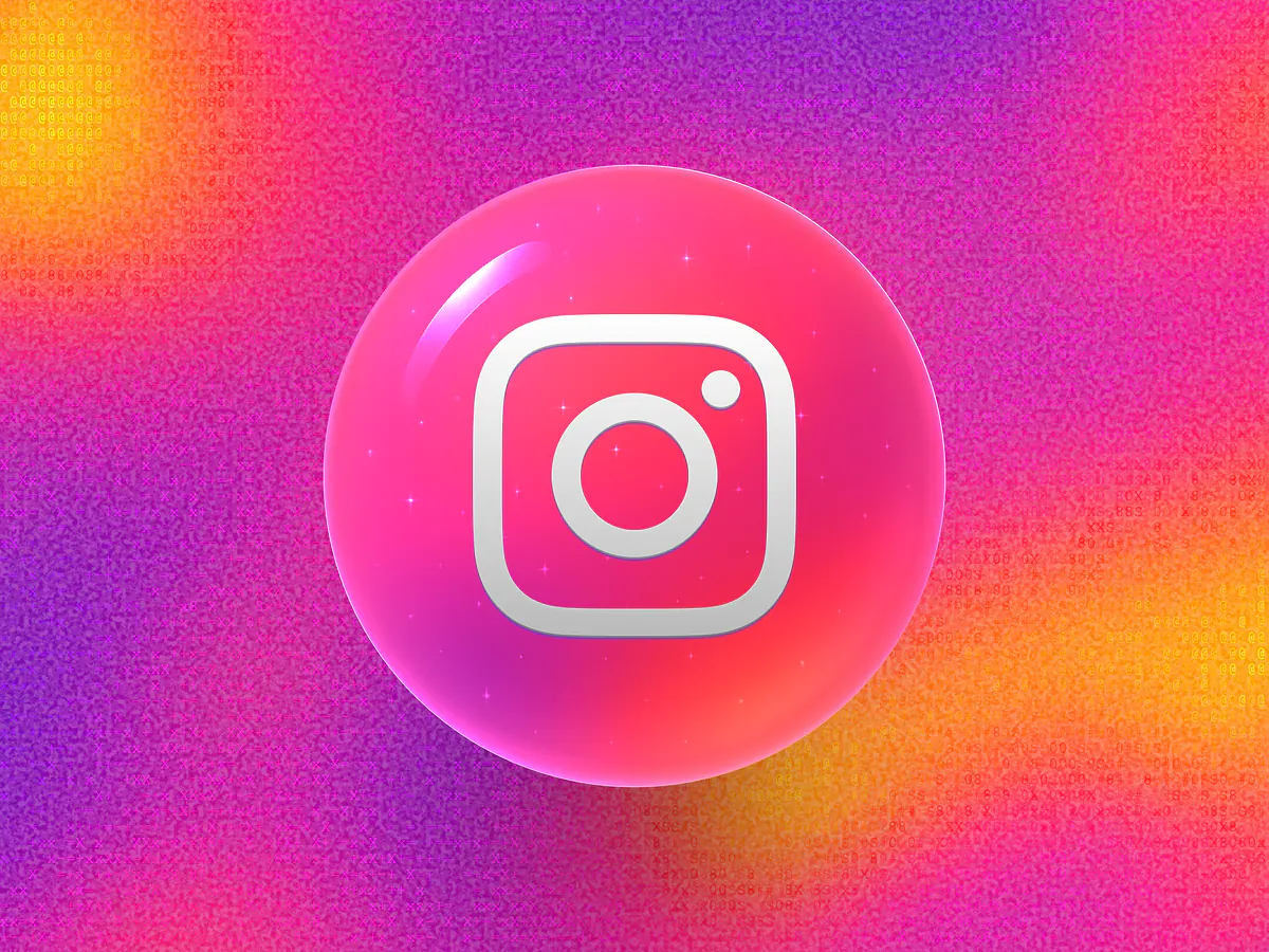 Instagram QR Code Generator: Free & Customizable Glossy pink 3D orb with a white camera icon on a vibrant gradient for the Instagram QR code generator