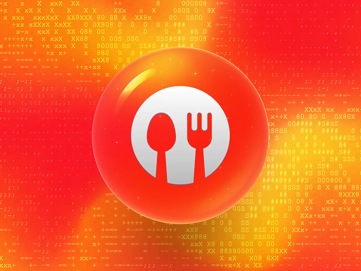 Menu QR Code Generator: Free & Customisable Glossy orange 3D orb with a white restaurant menu icon on a vibrant gradient for the Menu QR code generator