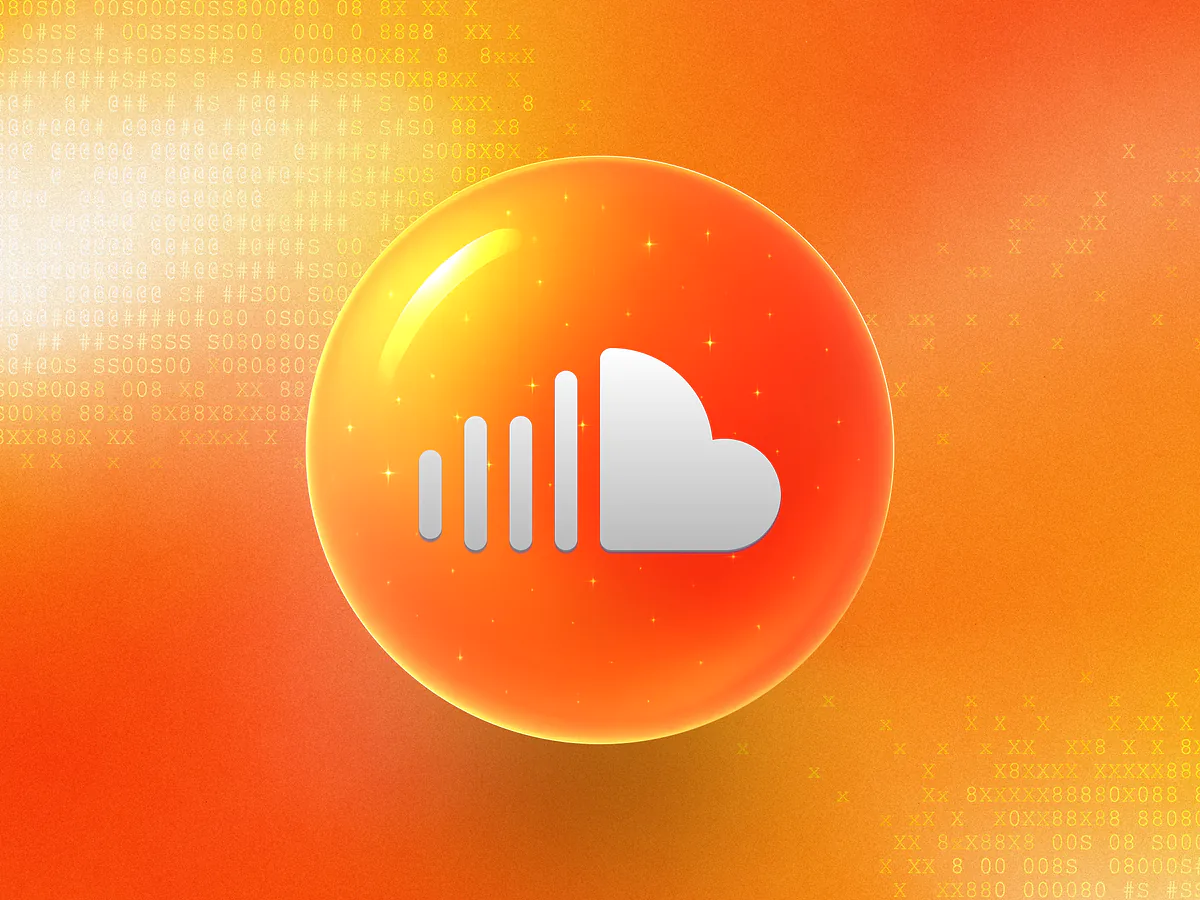 SoundCloud QR Code Generator: Free & Customizable Glossy orange 3D orb with a white sound-wave icon on a vibrant gradient for the SoundCloud QR code generator