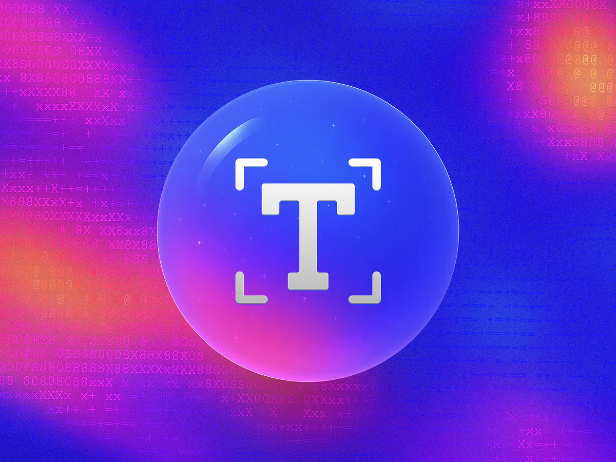 Text QR Code Generator: Free & Customizable Glossy slate-gray 3D orb with a white text lines icon on a vibrant gradient for the Text QR code generator
