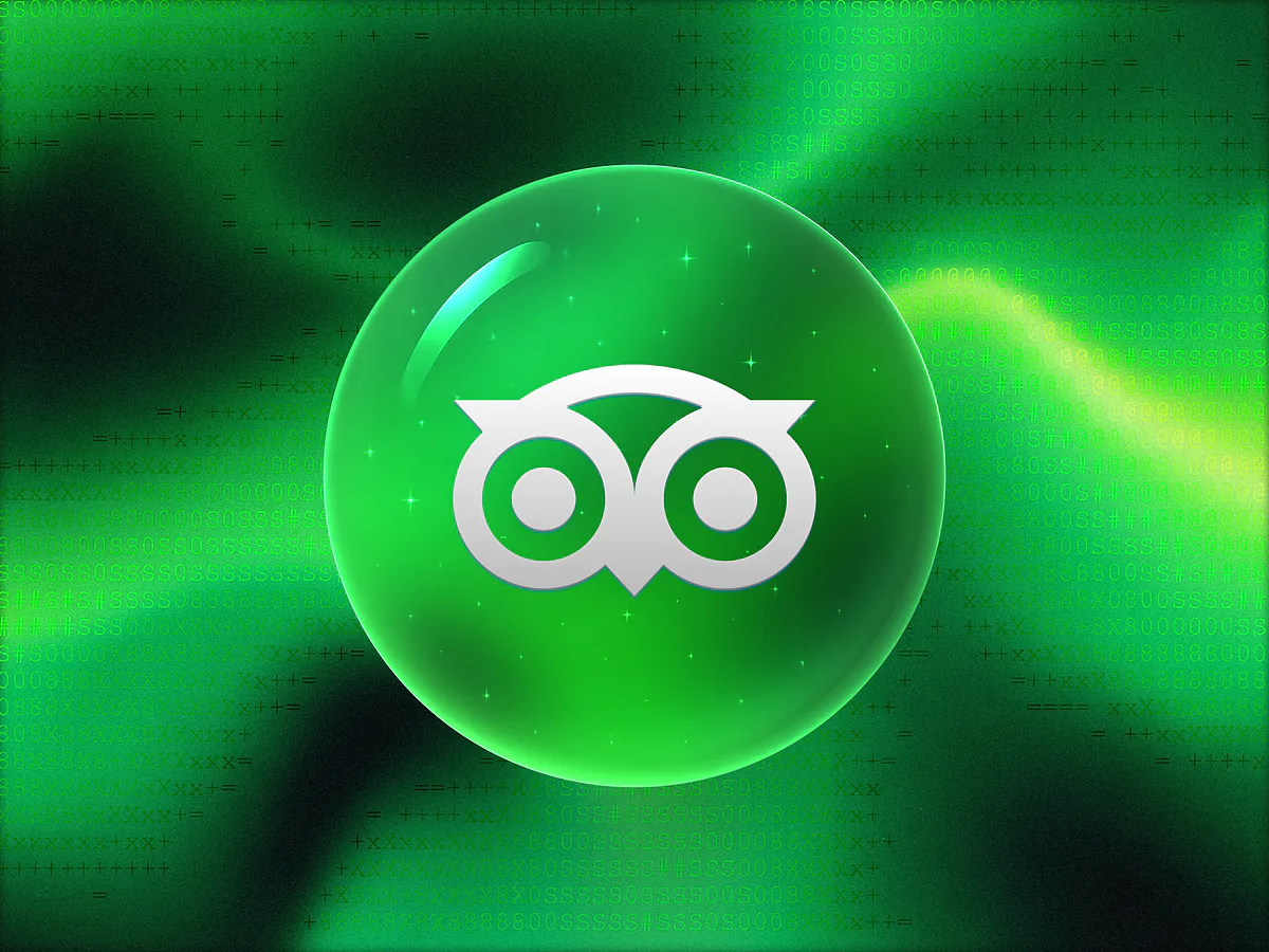 TripAdvisor QR Code Generator: Free & Customizable Glossy green 3D orb with a white owl logo on a vibrant gradient for the TripAdvisor QR code generator