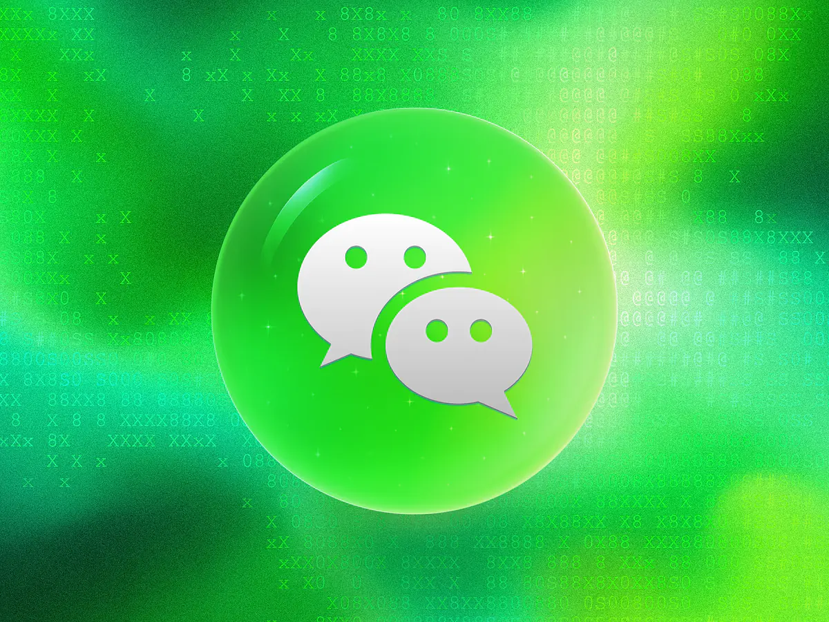 WeChat QR Code Generator: Free & Customizable Glossy green 3D orb with a white speech-bubbles icon on a vibrant gradient for the WeChat QR code generator