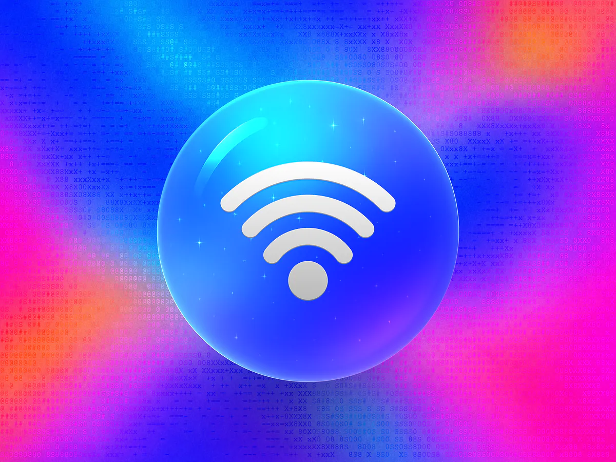 WiFi QR Code Generator: Free & Customizable Glossy blue 3D orb with a white WiFi signal icon on a vibrant gradient for the WiFi QR code generator