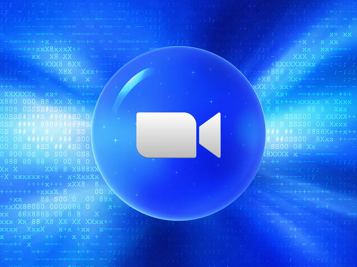 Zoom QR Code Generator: Free & Customizable Glossy blue 3D orb with a white video camera icon on a vibrant gradient for the Zoom QR code generator